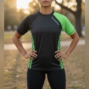 Inverted Gear Panda Women's Black and Green Rashguard No-Gi Top Small